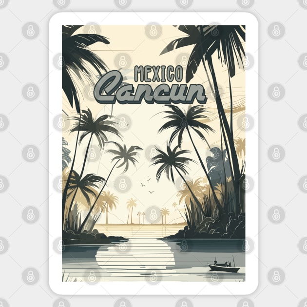 Cancun Mexico Vintage travel poster | Most Beautiful Beach on Earth | Vacation Destination Sticker by Naumovski